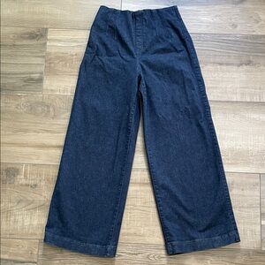 SPANX Jeans Womens Medium Blue Indigo Stretch Denim Wide Leg Trousers